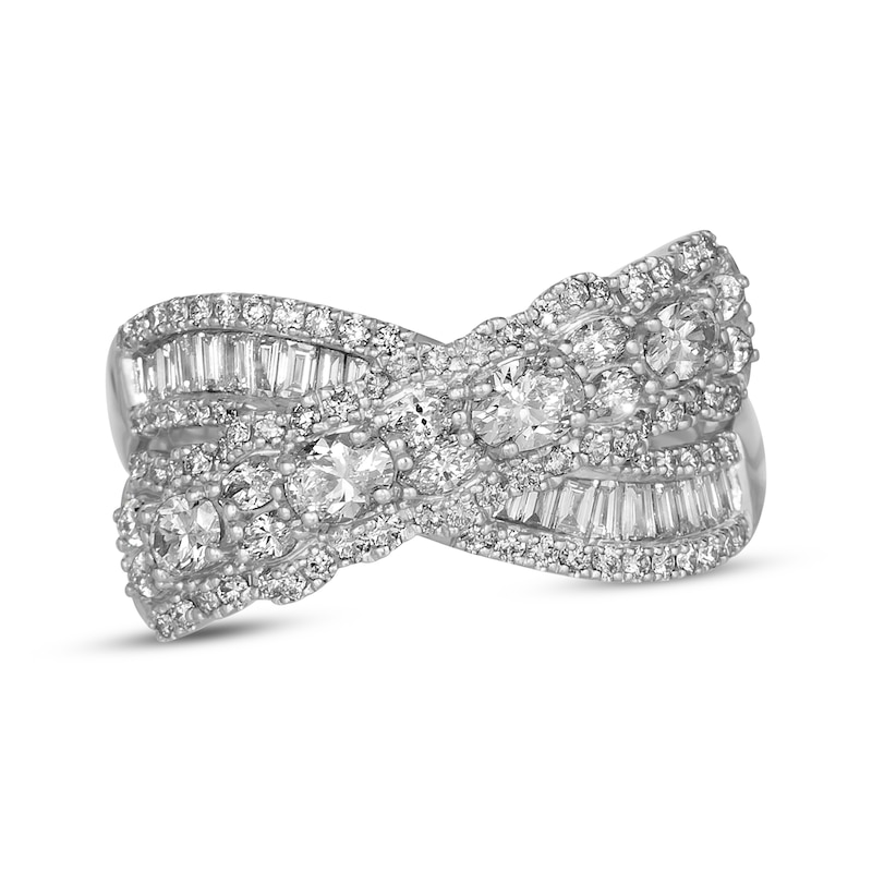 Main Image 1 of Le Vian Oval, Baguette & Round-Cut Diamond Crossover Ring 1-1/3 ct tw Platinum