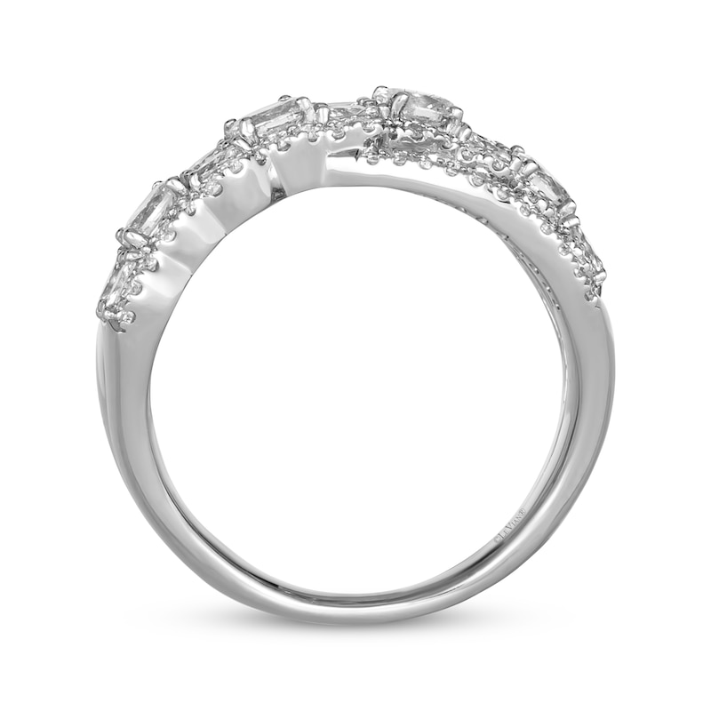 Main Image 2 of Le Vian Oval, Baguette & Round-Cut Diamond Crossover Ring 1-1/3 ct tw Platinum