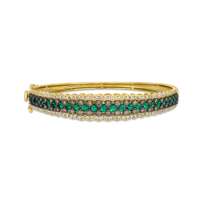 Main Image 1 of Le Vian Emerald Bangle Bracelet 2-3/4 ct tw Diamonds 14K Honey Gold