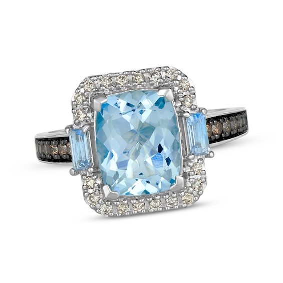 Le Vian Cushion-Cut Aquamarine Ring 1/3 ct tw Diamonds 14K Vanilla Gold