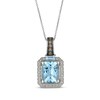 Thumbnail Image 1 of Le Vian Cushion-Cut Aquamarine Necklace 1/4 ct tw Diamonds 14K Vanilla Gold 20&quot;