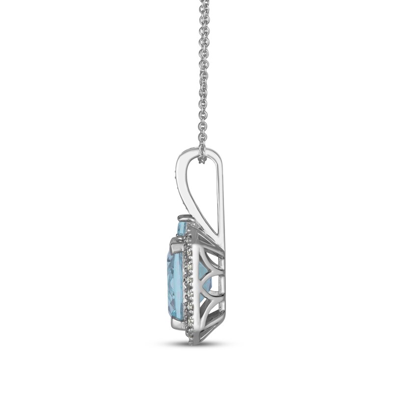 Main Image 2 of Le Vian Cushion-Cut Aquamarine Necklace 1/4 ct tw Diamonds 14K Vanilla Gold 20&quot;