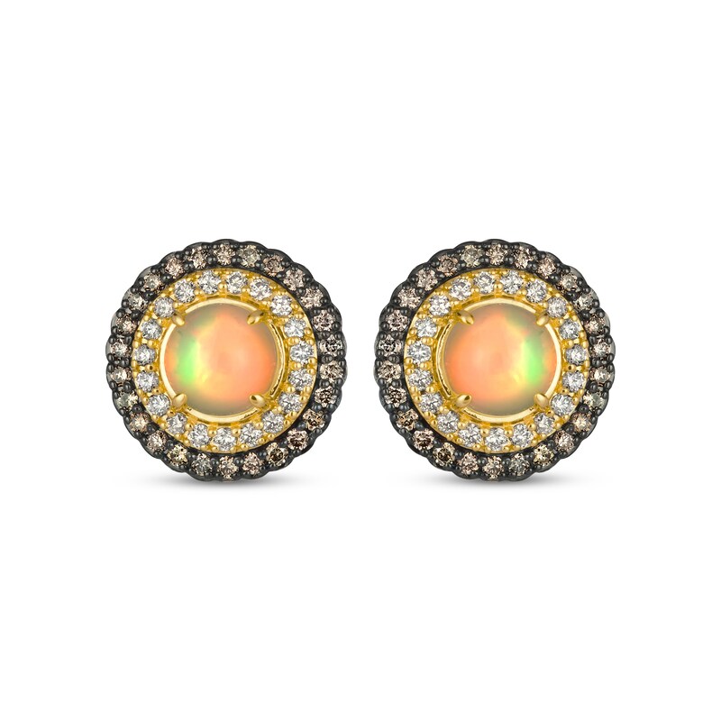 Main Image 2 of Le Vian Opal Stud Earrings 1 ct tw Diamonds 14K Honey Gold