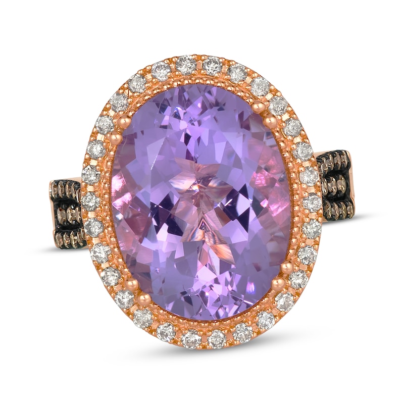 Main Image 1 of Le Vian Oval-Cut Amethyst Ring 5/8 ct tw Diamonds 14K Strawberry Gold