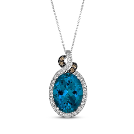 Le Vian Oval-Cut Blue Topaz Necklace 1/3 ct tw Diamonds 14K Vanilla Gold 20"