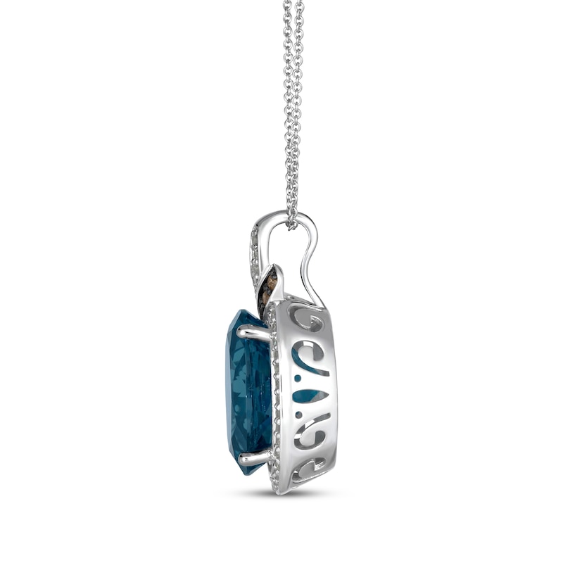 Main Image 2 of Le Vian Oval-Cut Blue Topaz Necklace 1/3 ct tw Diamonds 14K Vanilla Gold 20"