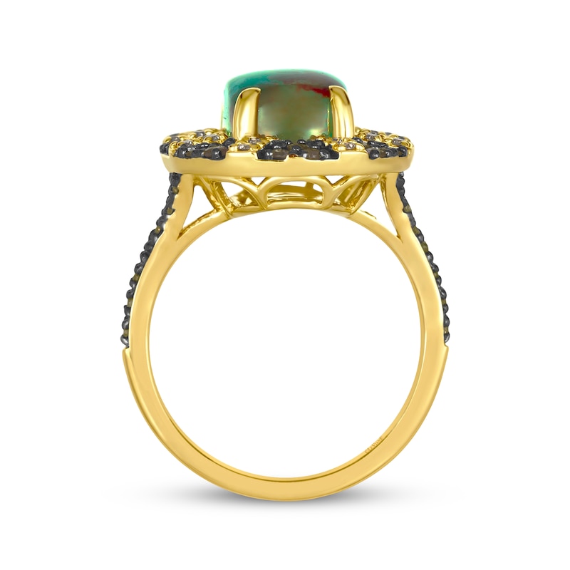 Main Image 2 of Le Vian Cushion-Cut Aquaprase, Pink Tourmaline & Amethyst Ring 3/8 ct tw Diamonds 14K Honey Gold