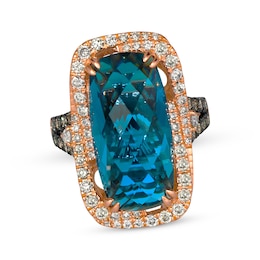 Le Vian Cushion-Cut Blue Topaz Ring 7/8 ct tw Diamonds 14K Strawberry Gold