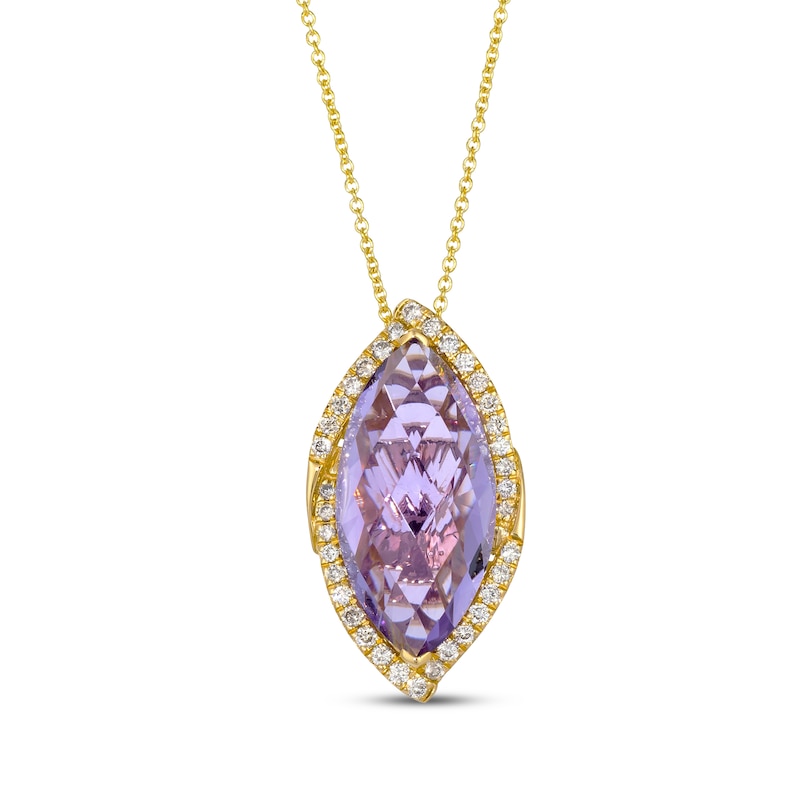 Main Image 1 of Le Vian Marquise-Cut Amethyst Necklace 1/4 ct tw Diamonds Honey Gold 20"