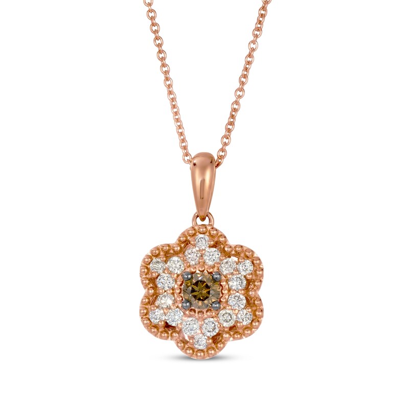 Main Image 1 of Le Vian Diamond Flower Necklace 3/8 ct tw 14K Strawberry Gold 20"