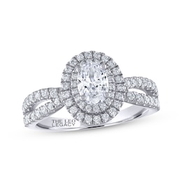 THE LEO Legacy Lab-Grown Diamond Oval-Cut Double Halo Engagement Ring 1 ct tw 14K White Gold
