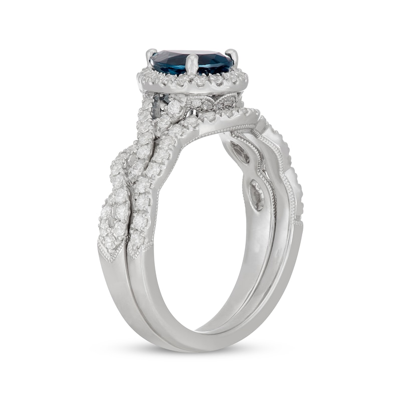 Main Image 2 of Neil Lane Pear-Shaped London Blue Topaz & Diamond Halo Bridal Set 5/8 ct tw 14K White Gold