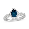 Thumbnail Image 4 of Neil Lane Pear-Shaped London Blue Topaz & Diamond Twist Shank Engagement Ring 1/2 ct tw 14K White Gold