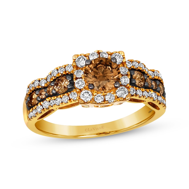 Main Image 1 of Le Vian Chocolate Waterfall Diamond Ring 1-1/5 ct tw 14K Honey Gold