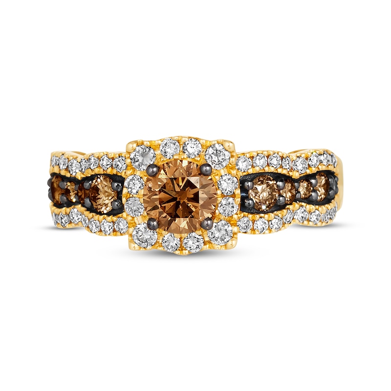 Main Image 4 of Le Vian Chocolate Waterfall Diamond Ring 1-1/5 ct tw 14K Honey Gold