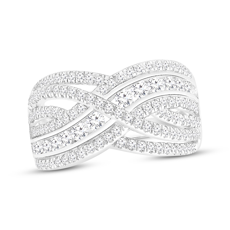 Main Image 1 of Round-Cut Diamond Crossover Ring 1 ct tw 10K White Gold