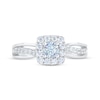 Thumbnail Image 6 of THE LEO First Light Diamond Round-Cut Cushion Frame Engagement Ring 3/4 ct tw 14K White Gold