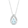 Thumbnail Image 1 of Pear-Shaped Aquamarine & Round-Cut Diamond Necklace 1/20 ct tw Sterling Silver 18&quot;