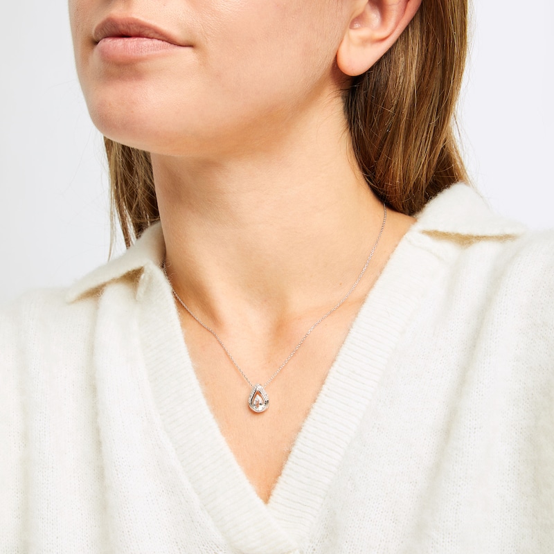 Main Image 3 of Pear-Shaped Aquamarine & Round-Cut Diamond Necklace 1/20 ct tw Sterling Silver 18&quot;