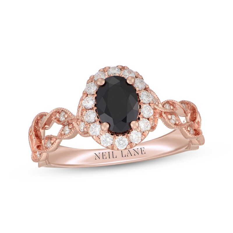 Neil Lane Oval-Cut Black & White Diamond Engagement Ring 1-1/2 ct tw 14K Rose Gold