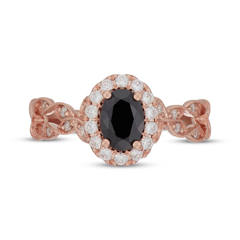 Main Image 3 of Neil Lane Oval-Cut Black & White Diamond Engagement Ring 1-1/2 ct tw 14K Rose Gold