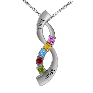 Birthstone Infinity Family & Mother's Necklace (1-5 Stones and 2 Lines)