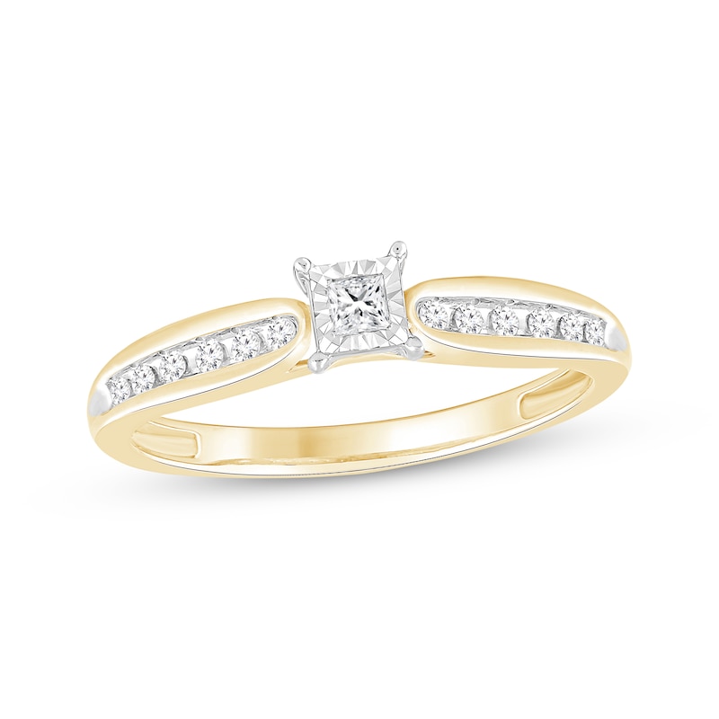 Main Image 1 of Princess-Cut Diamond Promise Ring 1/6 ct tw 10K Yellow Gold
