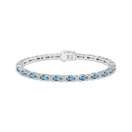 Blue Topaz & White Lab-Created Sapphire Link Bracelet 7.25"