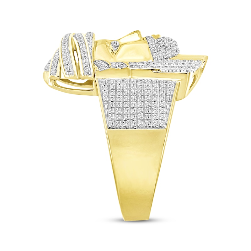 Men's Diamond Face of Christ Ring 3/4 ct tw 10K Yellow Gold