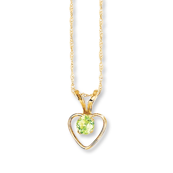 Peridot Heart Necklace 14K Yellow Gold