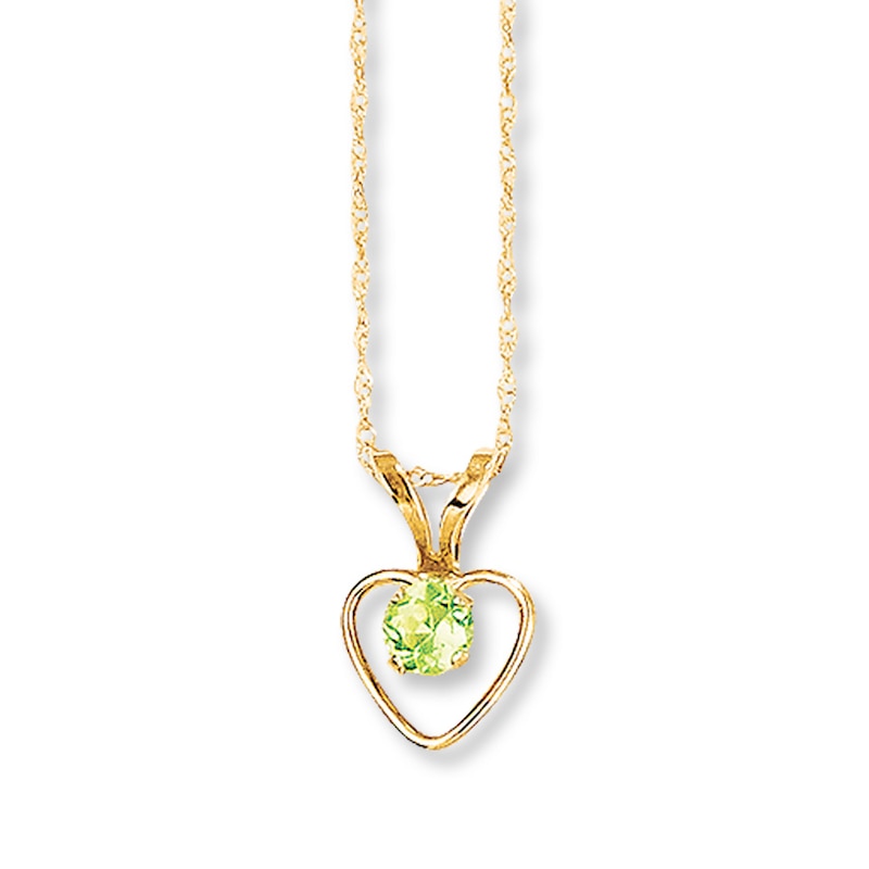 Main Image 1 of Peridot Heart Necklace 14K Yellow Gold