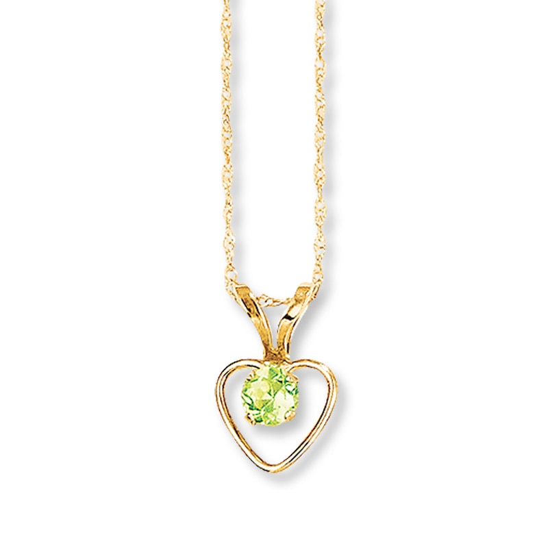 Peridot Heart Necklace 14K Yellow Gold