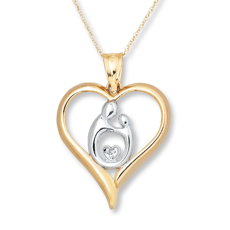Main Image 1 of Mother & Child Necklace Diamond Accent 10K Yellow Gold