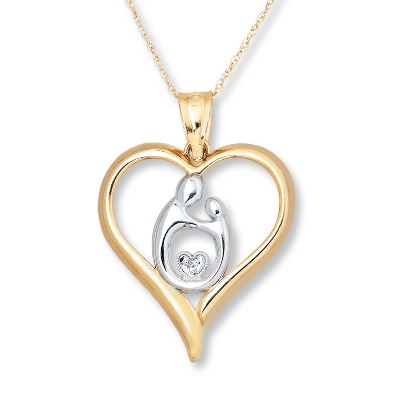 Mother & Child Necklace Diamond Accent 10K Yellow Gold