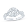 Diamond Twist Halo Engagement Ring 1 ct tw Round-cut 14K White Gold