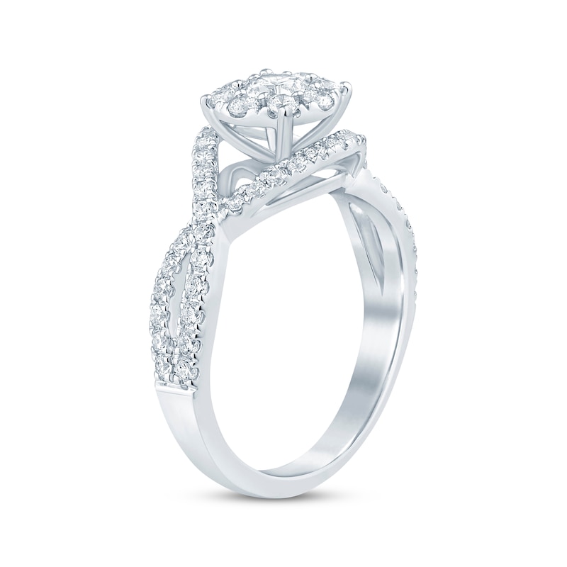 Main Image 2 of Now + Forever Diamond Twist Halo Engagement Ring 1 ct tw Round-cut 14K White Gold