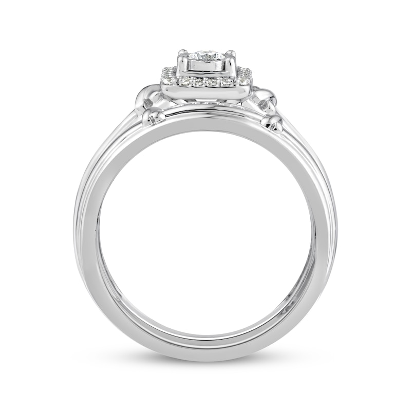 Main Image 3 of Now + Forever Round-Cut Diamond Cushion Halo &quot;X&quot; Engagement Ring 1/4 ct tw 10K White Gold