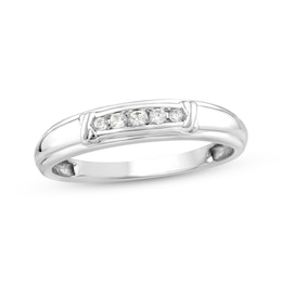 Now + Forever Diamond "X" Wedding Band 1/10 ct tw 10K White Gold