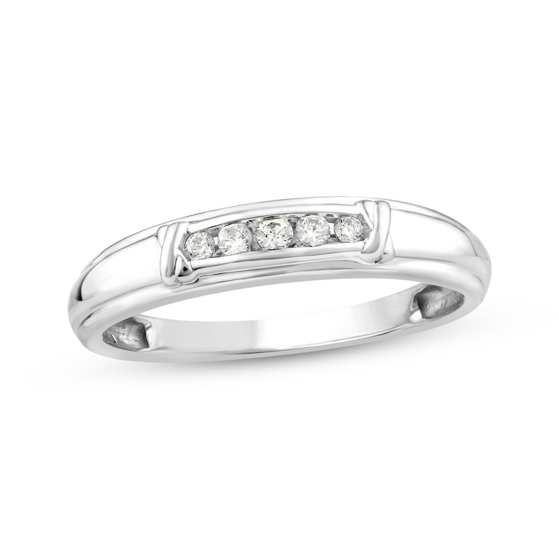 Main Image 1 of Now + Forever Diamond &quot;X&quot; Wedding Band 1/10 ct tw 10K White Gold