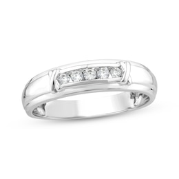 Now + Forever Men's Diamond "X" Wedding Band 1/6 ct tw 10K White Gold