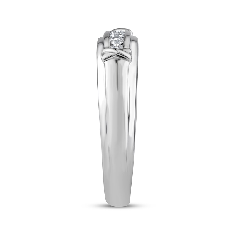 Main Image 2 of Now + Forever Men's Diamond &quot;X&quot; Wedding Band 1/6 ct tw 10K White Gold