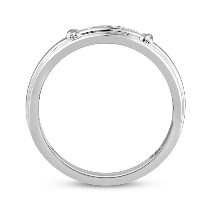 Main Image 3 of Now + Forever Men's Diamond &quot;X&quot; Wedding Band 1/6 ct tw 10K White Gold