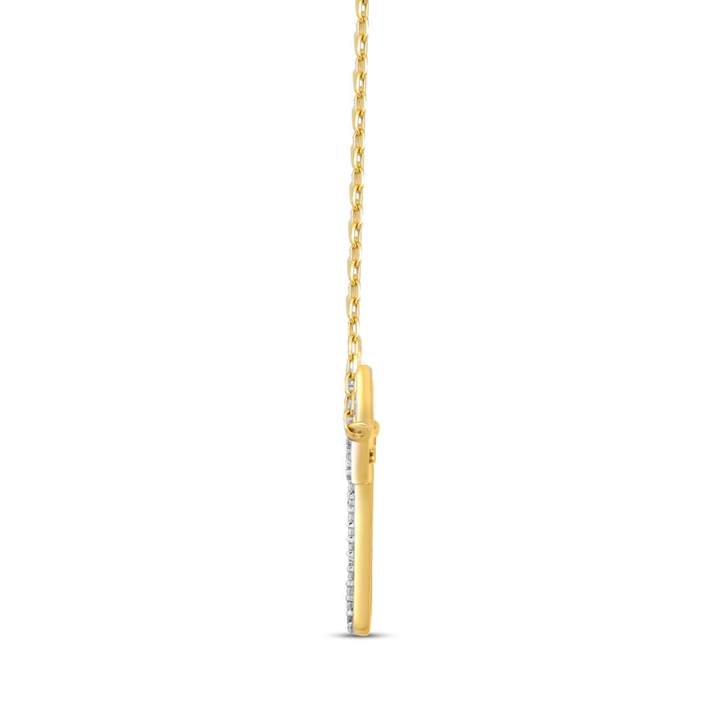 Diamond Cross Outline Necklace 1/8 ct tw 10K Yellow Gold 18"
