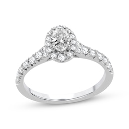 Oval-Cut Diamond Halo Engagement Ring 3/4 ct tw 14K White Gold