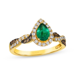 Le Vian Chocolate Twist Emerald Ring 1/3 ct tw Diamonds 14K Honey Gold