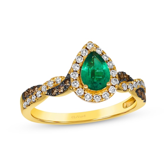 Le Vian Chocolate Twist Emerald Ring 1/3 ct tw Diamonds 14K Honey Gold