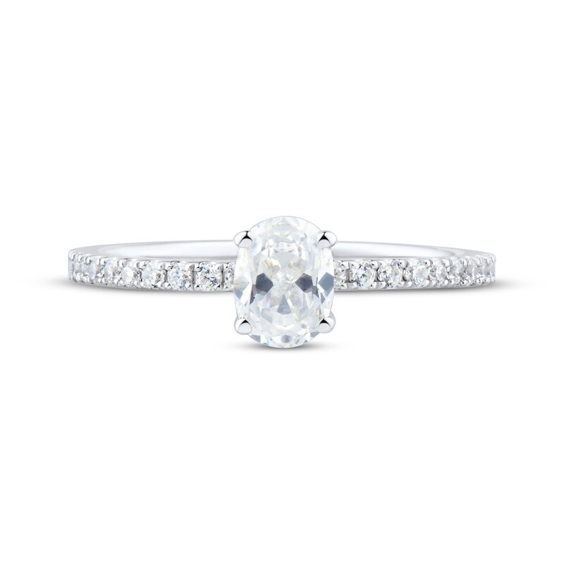 Main Image 3 of Certified Oval-Cut Diamond Engagement Ring 3/4 ct tw Platinum
