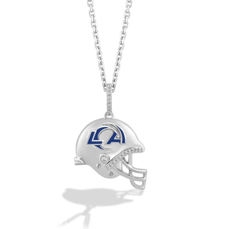 True Fans Los Angeles Rams 1/20 CT. T.W. Diamond Helmet Necklace in Sterling Silver