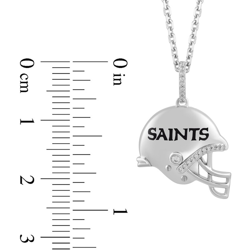 True Fans New Orleans Saints 1/20 CT. T.W. Diamond Helmet Necklace in Sterling Silver