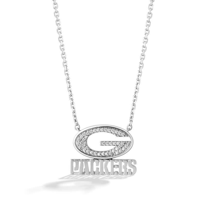 True Fans Green Bay Packers 1/10 CT. T.W. Diamond Logo Necklace in Sterling Silver